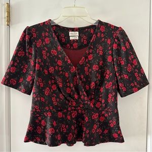 Meadow Rue by Anthropologie | Red Rose Peplum Top